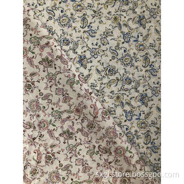 linen cotton print fabric for dress and shirt